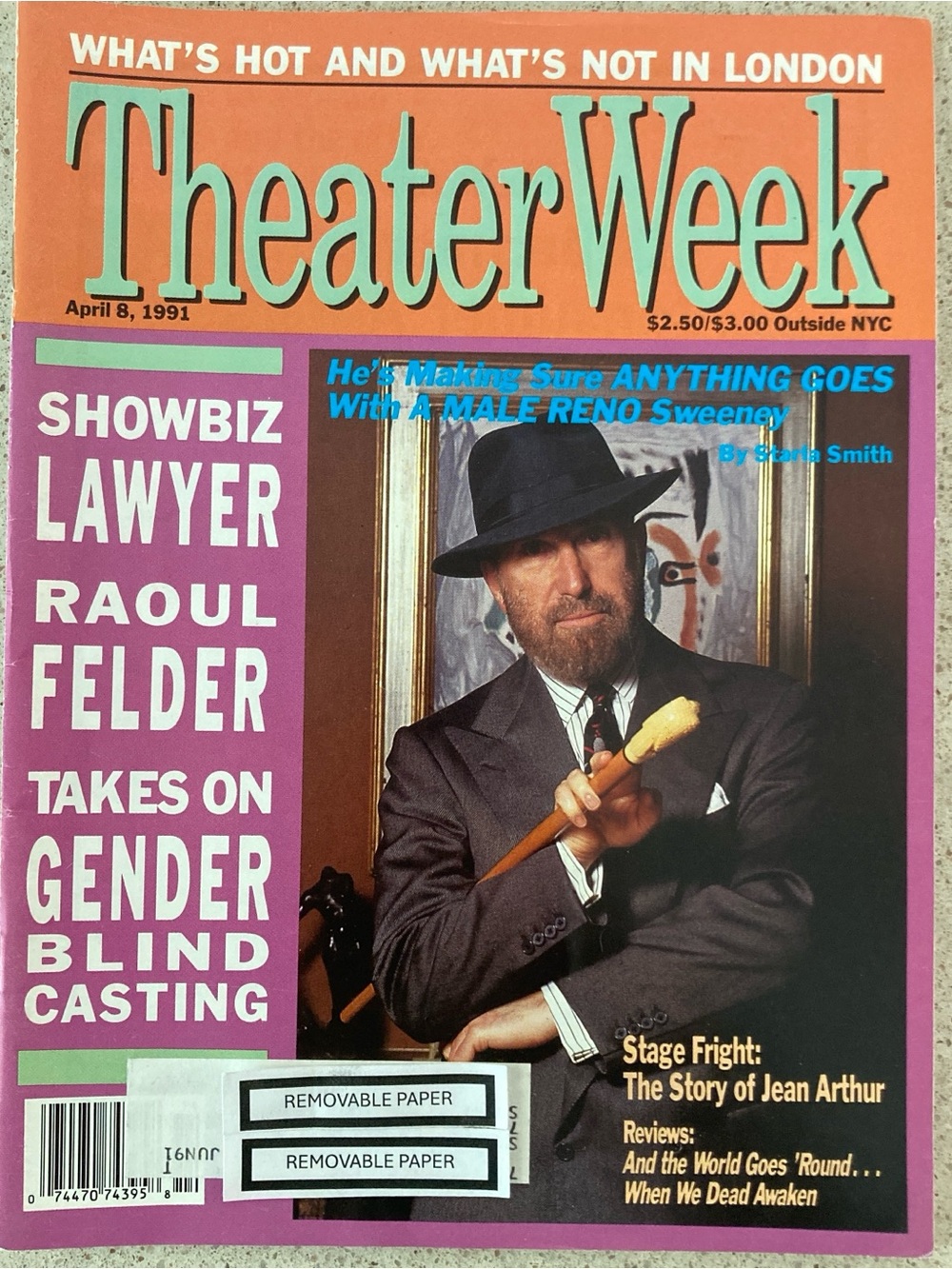 Raoul Felder Celebrity lawyer Theater Week Magazine April 8 1991 Address Attach